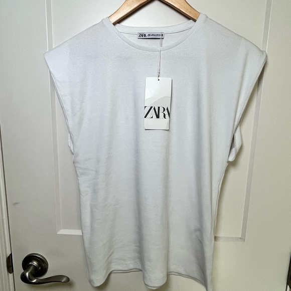 Zara White Ribbed Tank Top Sleeveless Shirt Women’s Size Small S NWT - Picture 10 of 10